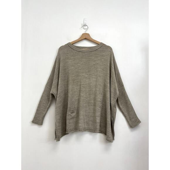 MERSEA Catalina Boxy Oversized Side Vents Neutral Lagenlook Driftwood Sweater OS - Picture 13 of 14